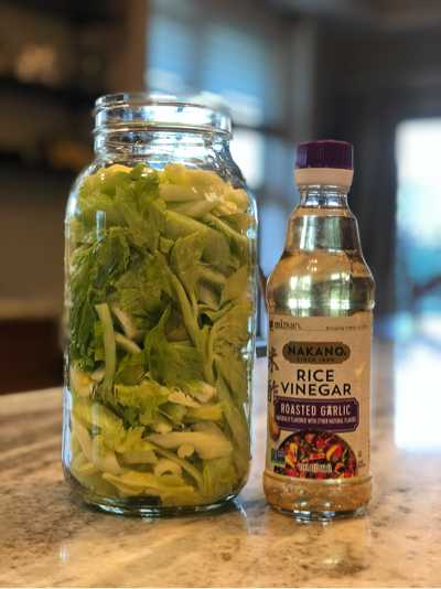 Pickled celery - roasted garlic vinegar